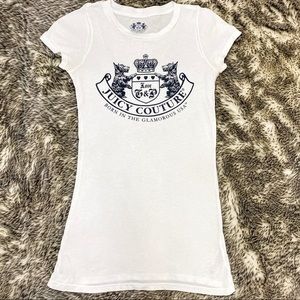 Juicy Couture long slim white graphic Tee